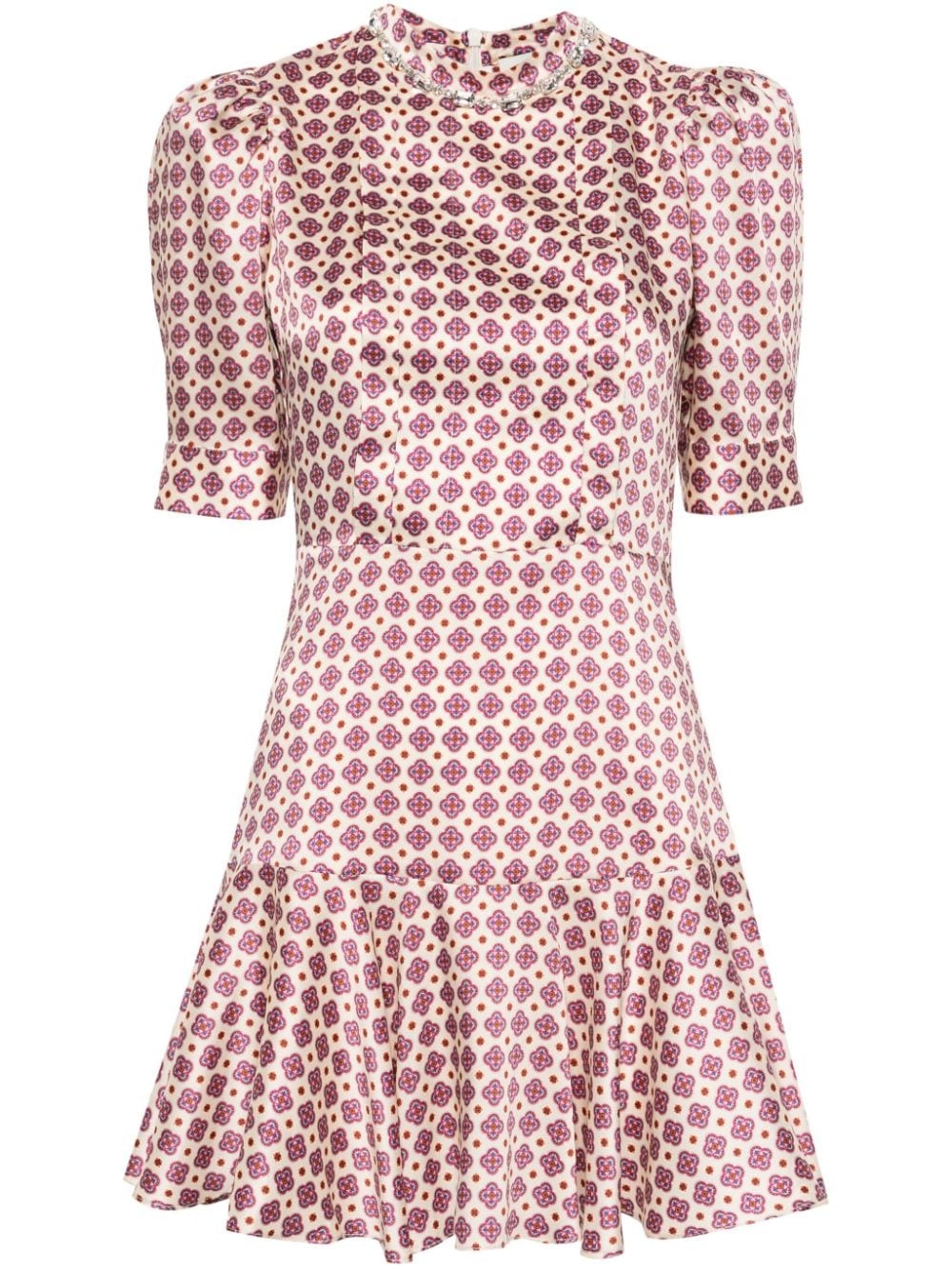 geometric-pattern mini dress - 1