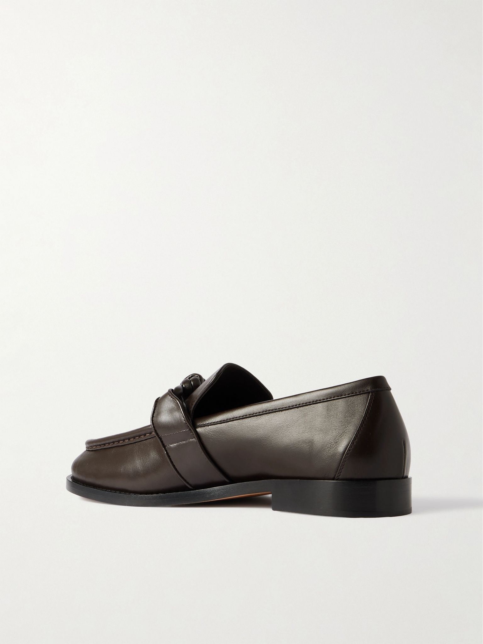 Astaire Knot-Detailed Leather Loafers Brown - 4