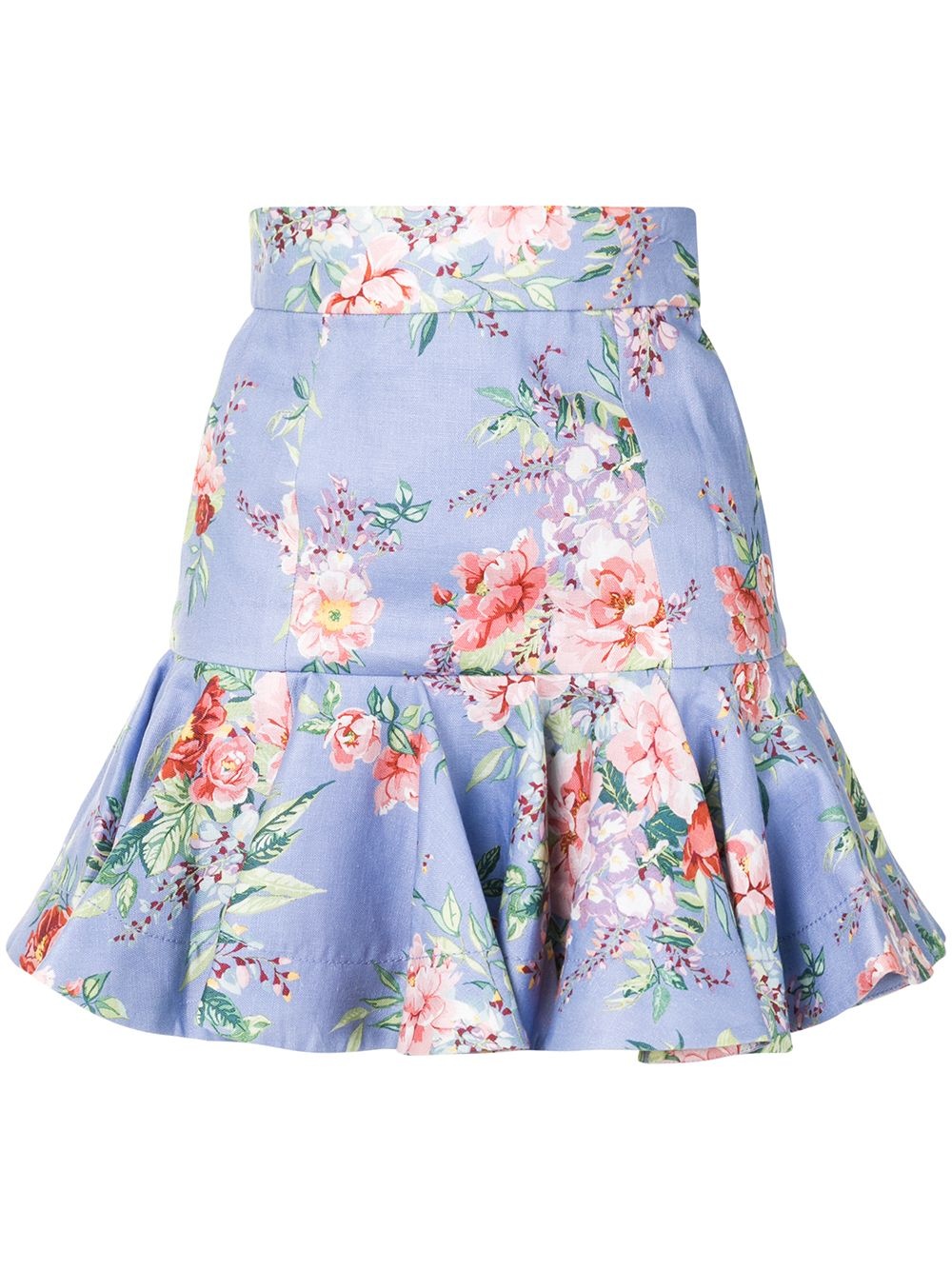 floral ruffle mini skirt - 1