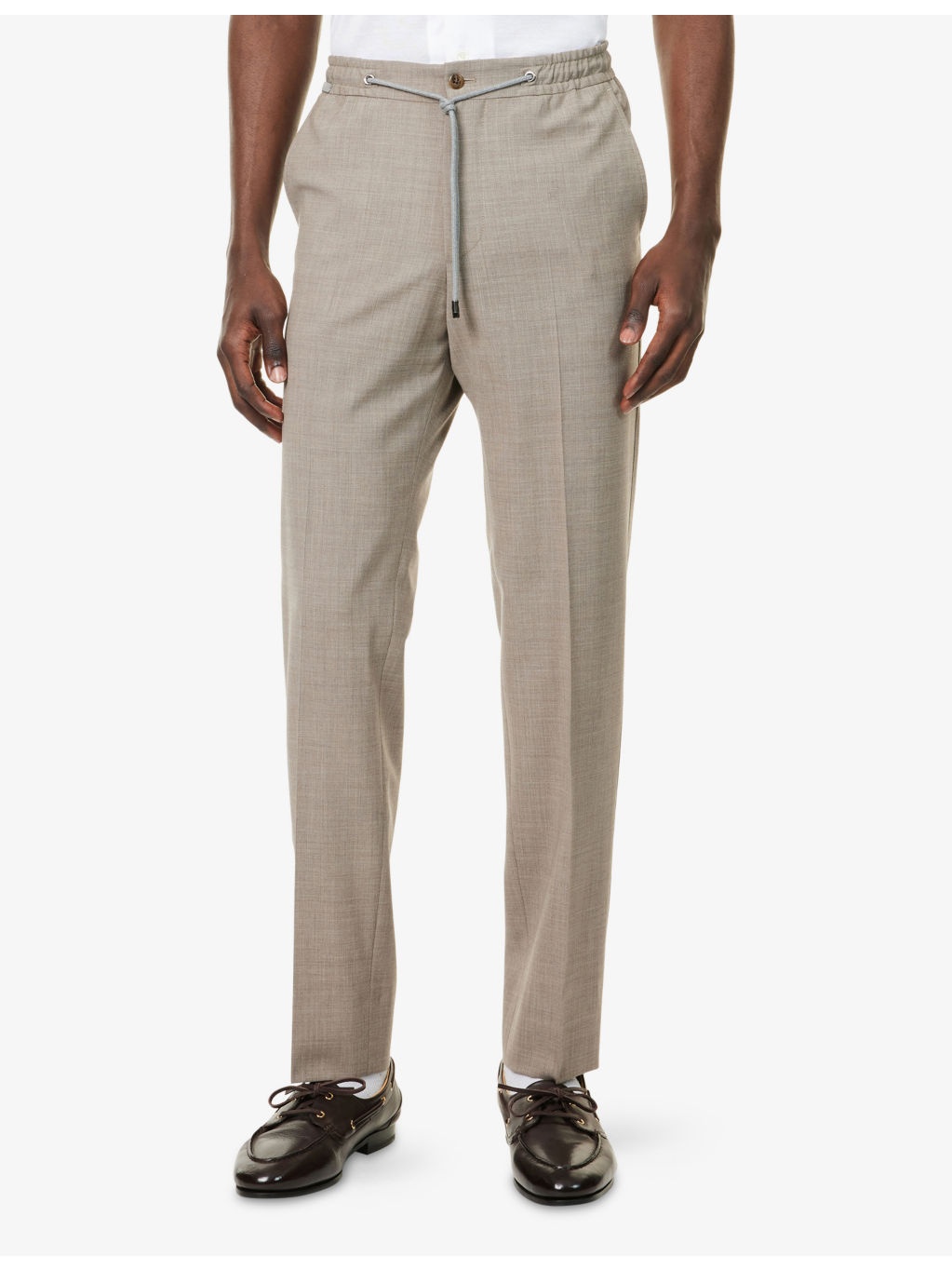 Slim-Leg Drawstring Cotton-Blend Trousers - 3