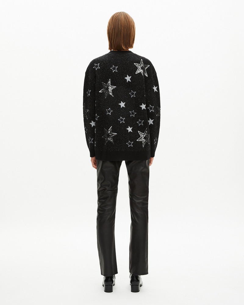 BLACK SEQUIN STAR PATTERN WOOL CARDIGAN 4