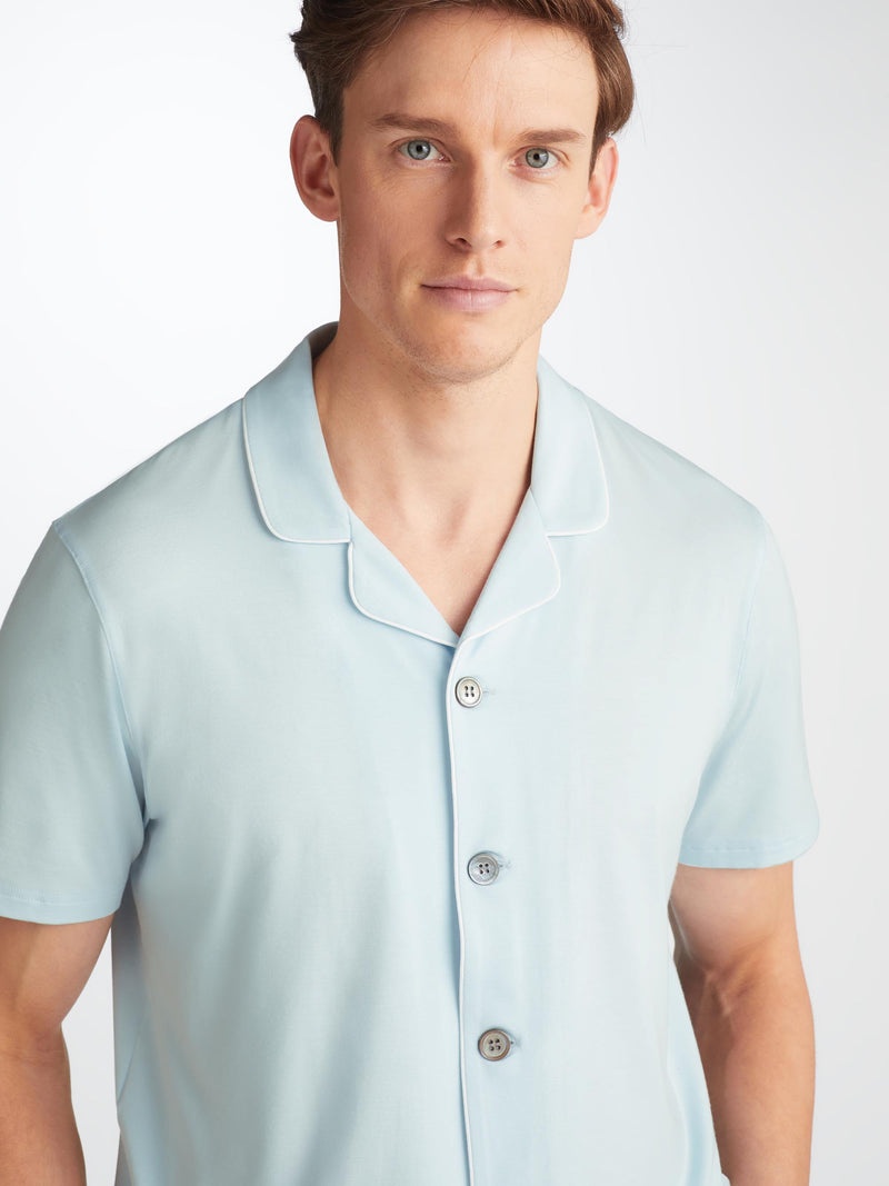 Men's Short Pyjamas Basel Micro Modal Stretch Ice Blue - 5