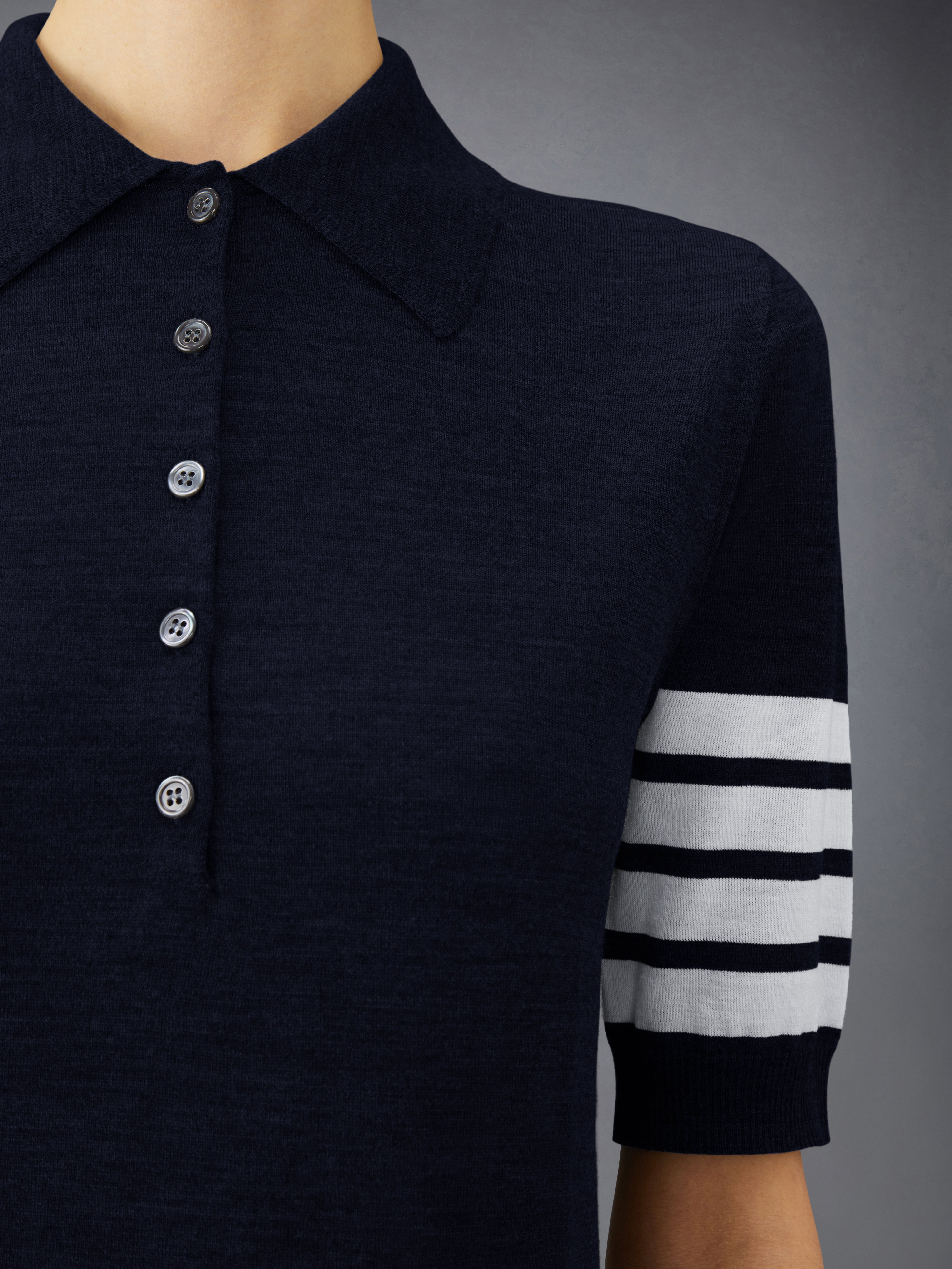 RELAXED FIT POLO W/ 4 BAR IN FINE MERINO WOOL - 6