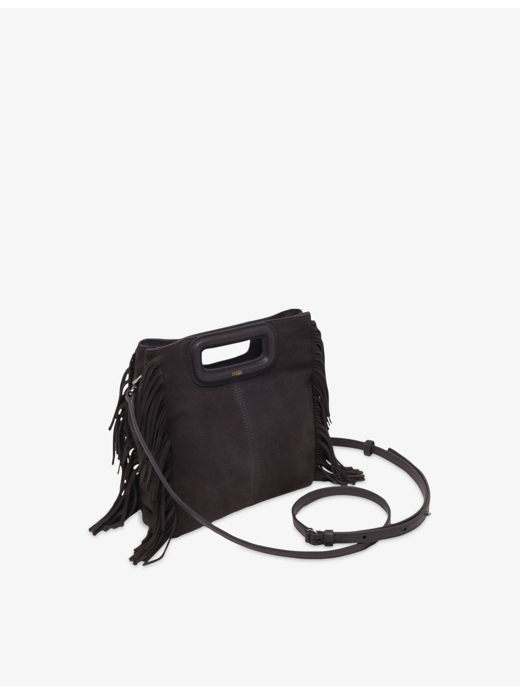 M fringed-trim suede shoulder bag - 3