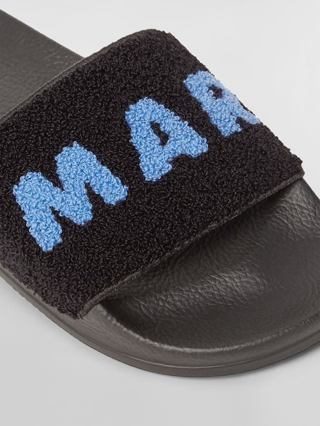 RUBBER SANDAL WITH BLACK AND BLUE TERRY-CLOTH BAND - 5