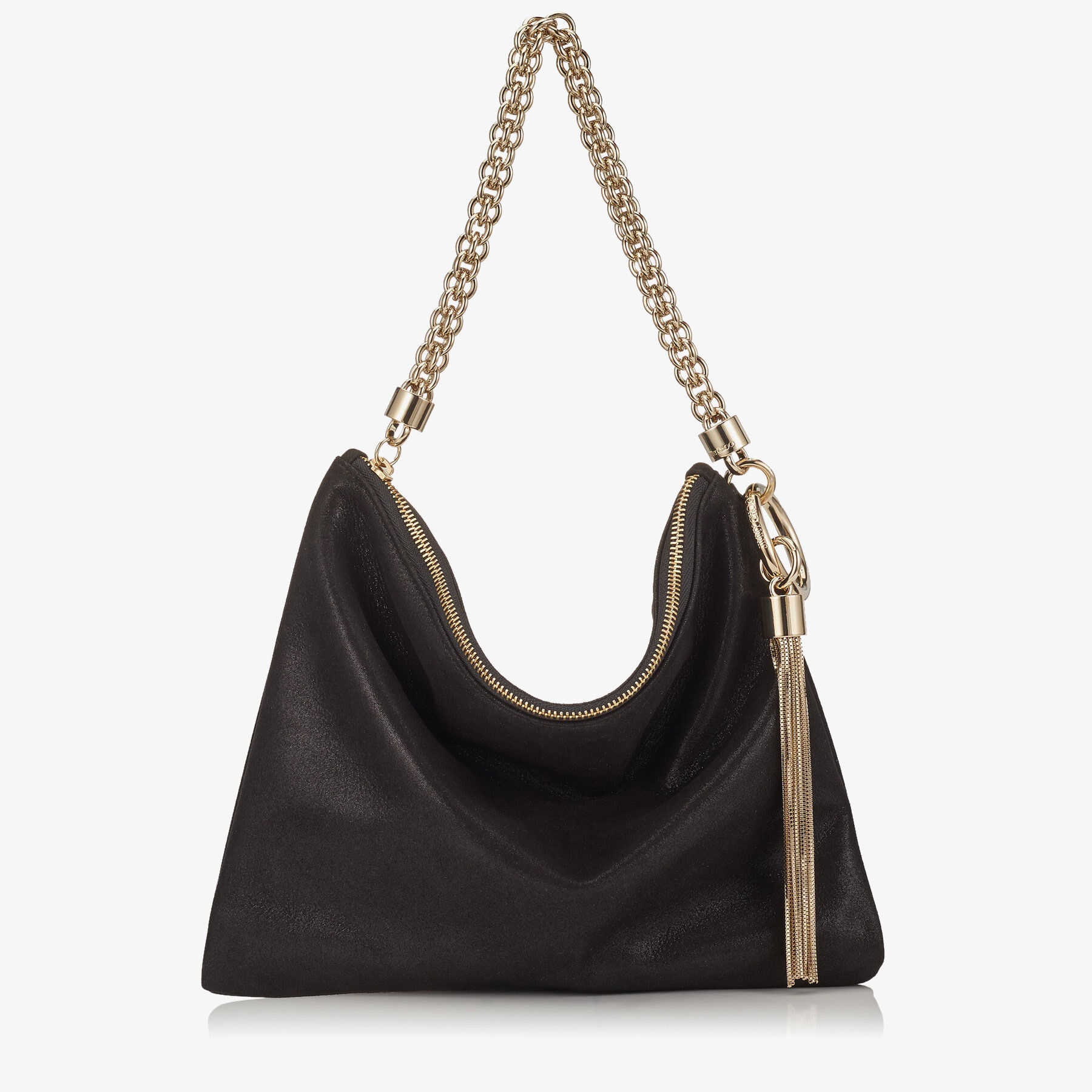 JIMMY CHOO Callie Black Shimmer Suede Clutch Bag | REVERSIBLE