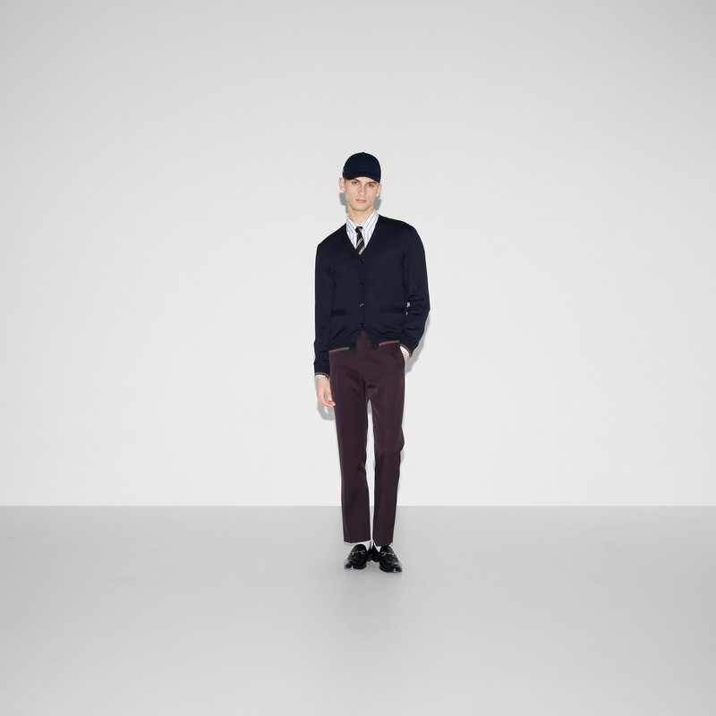 GUCCI Wool knit cardigan with Web outlook