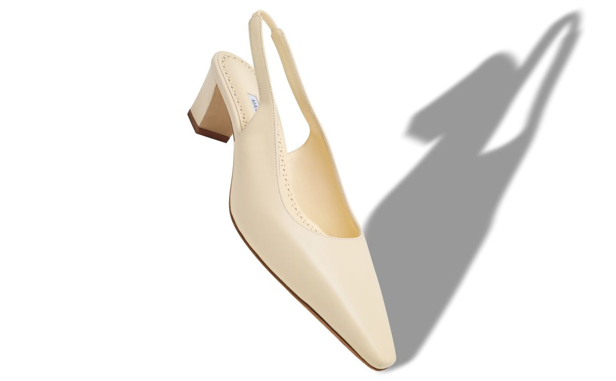 Light Cream Nappa Leather Slingback Pumps - 2