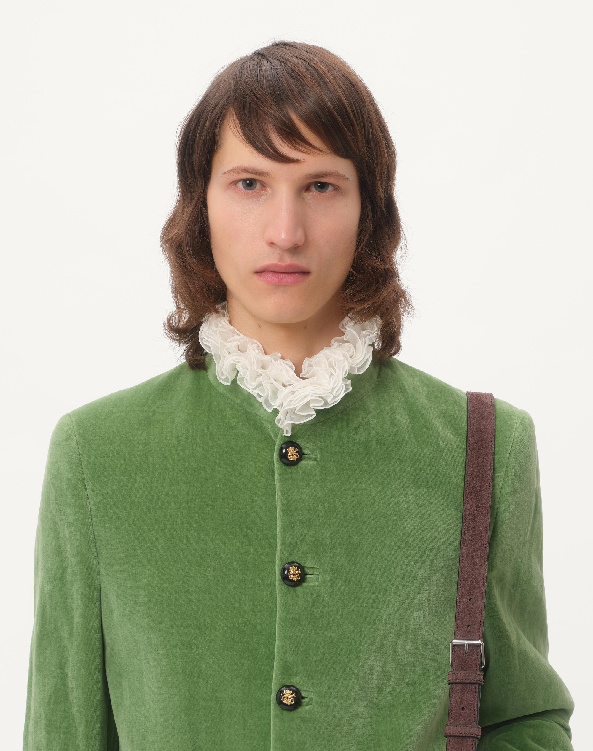 COTTON SHIRT WITH PLASTRON AND RUFFLES - 5