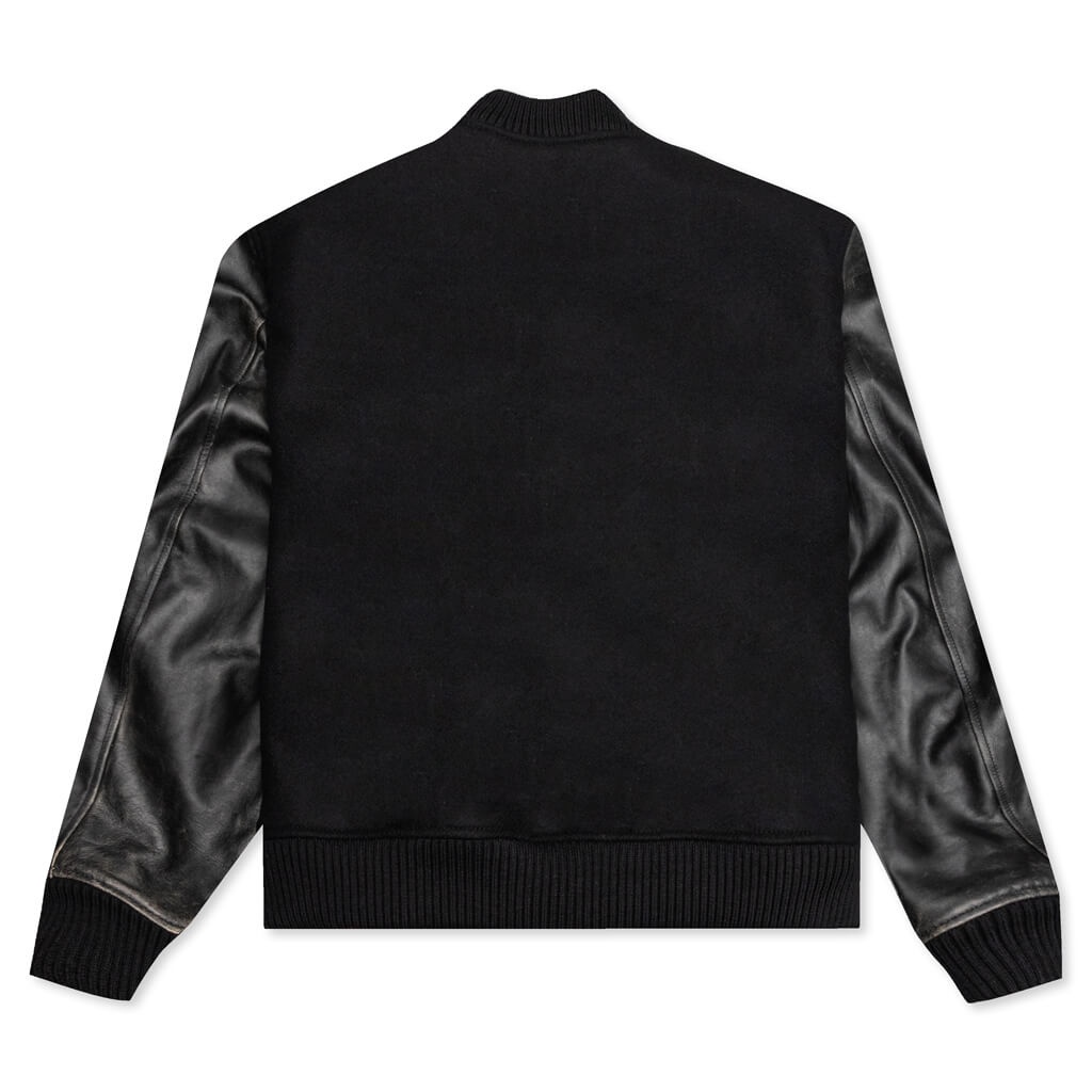 OFF-WHITE C/O VIRGIL ABLOH OW PATCH LEATHER SLEEVE VARSITY - BLACK/ORANGE - 2