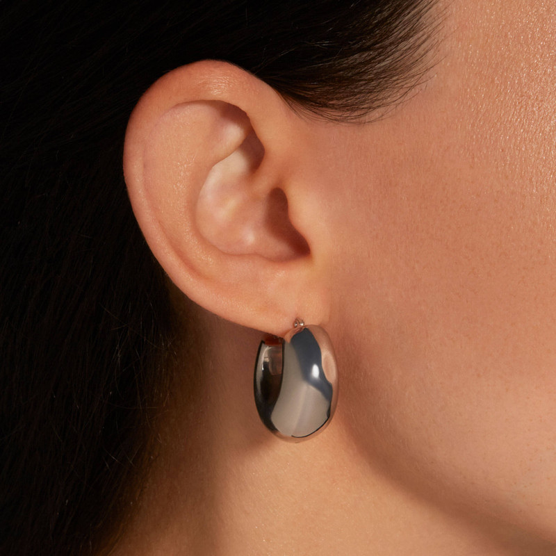 STONE AND STRAND Silver Puff Hoops outlook