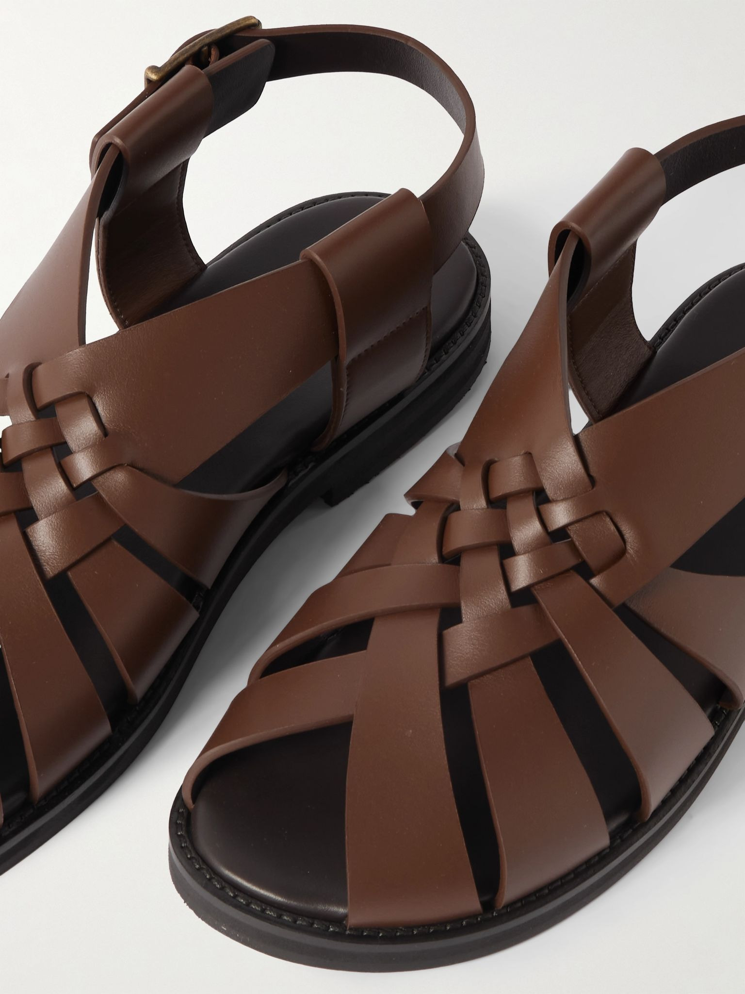 Zale Leather Fisherman Sandals Dark brown - 5
