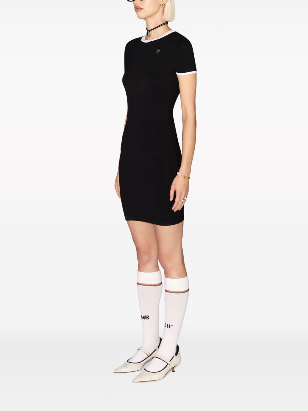 contrast-trim ribbed minidress - 3