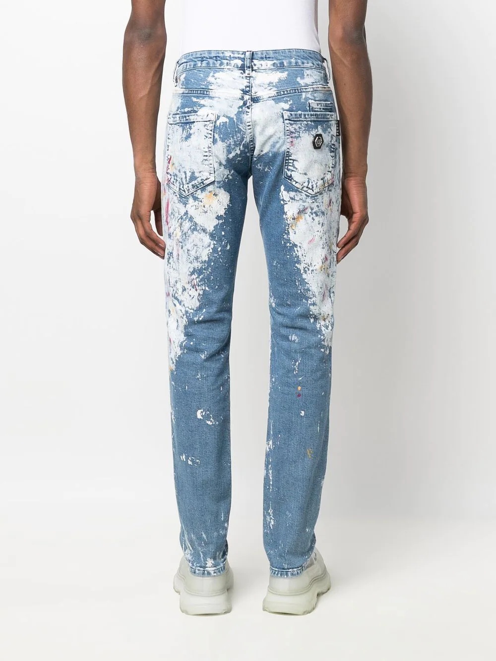 paint splatter-print straight-cut jeans - 4