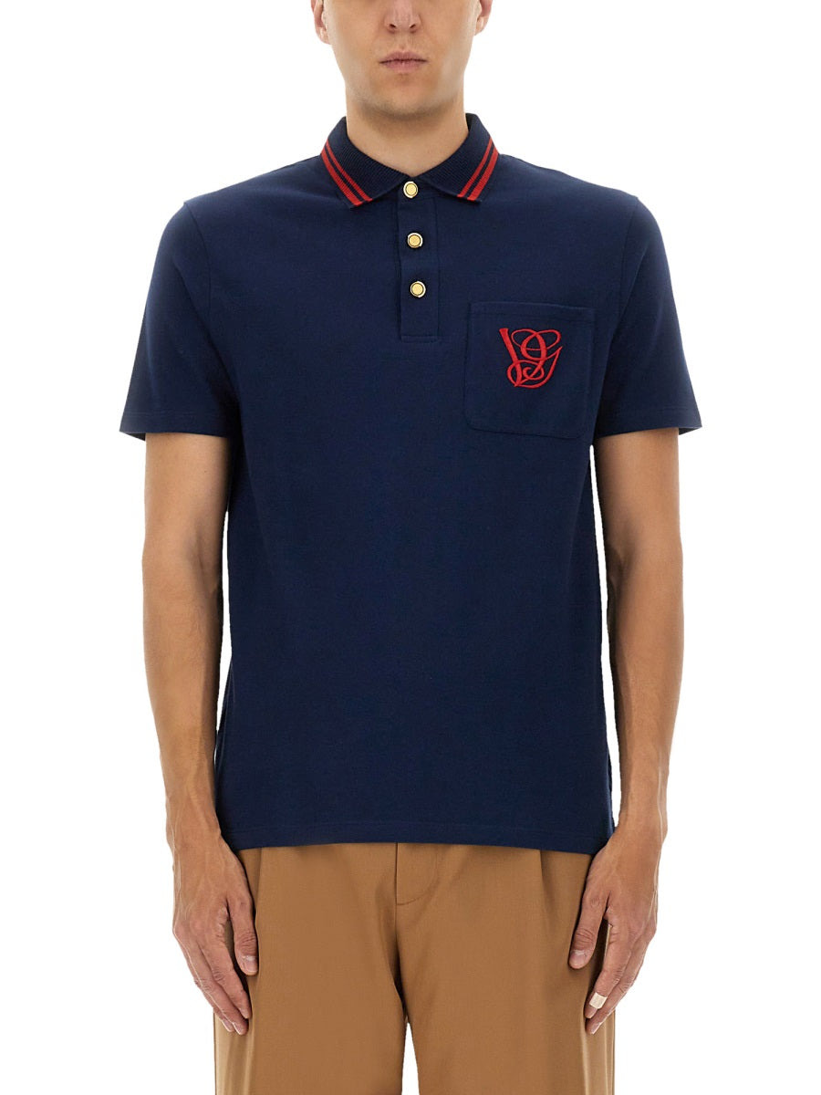 Valentino Men Polo Shirt With Vg Embroidery - 1