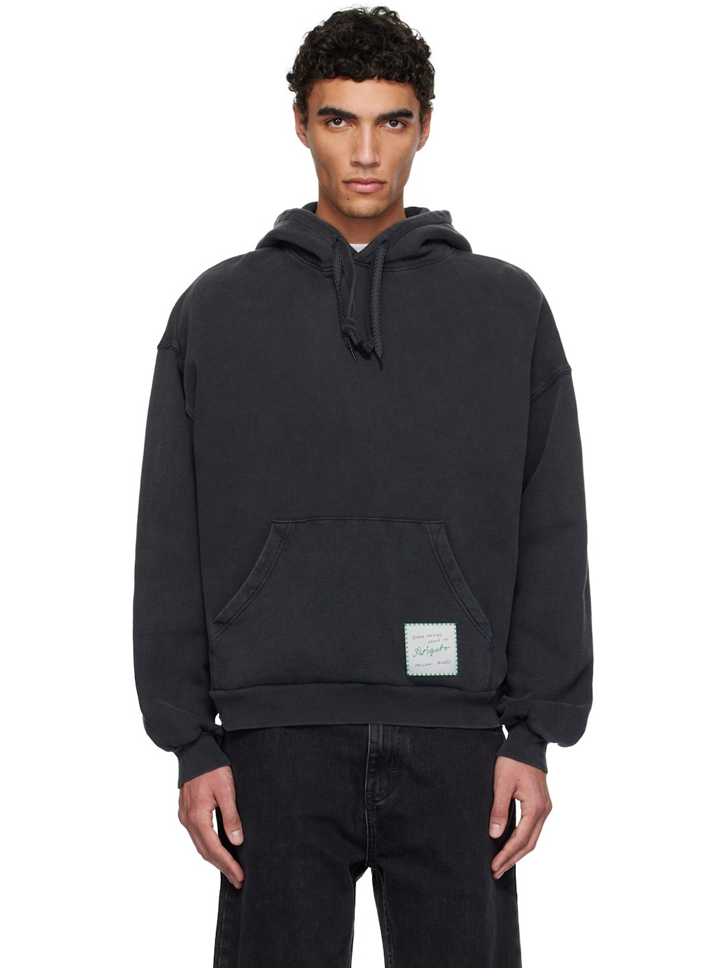 Black Patch Washed Hoodie - 1