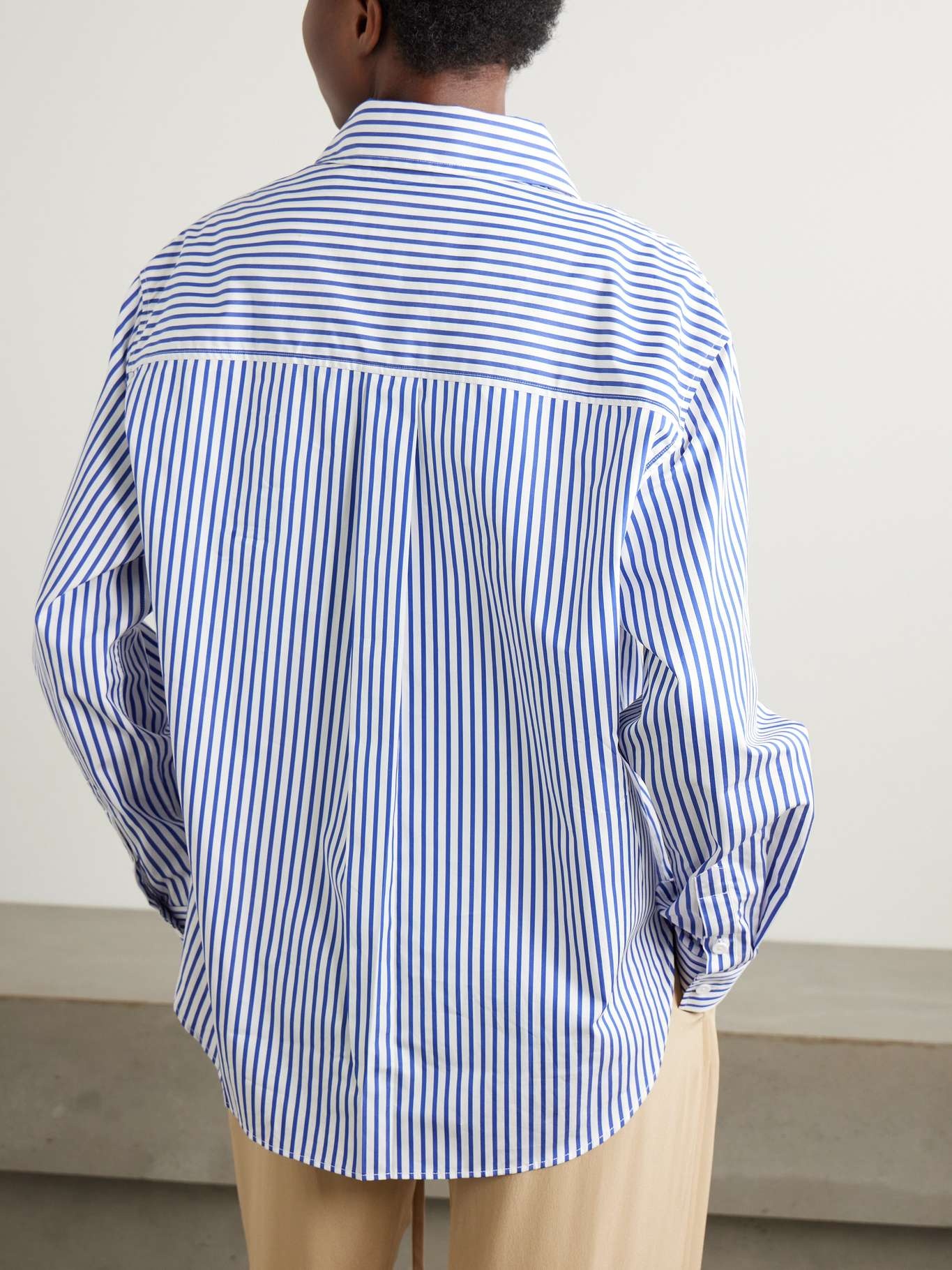 Striped organic cotton-poplin shirt Blue - 4