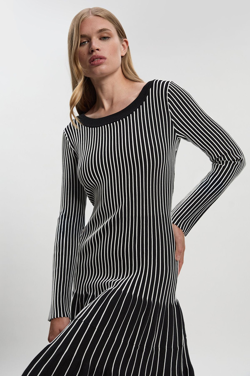 KAREN MILLEN Petite Viscose Blend Striped Knitted Maxi Dress outlook
