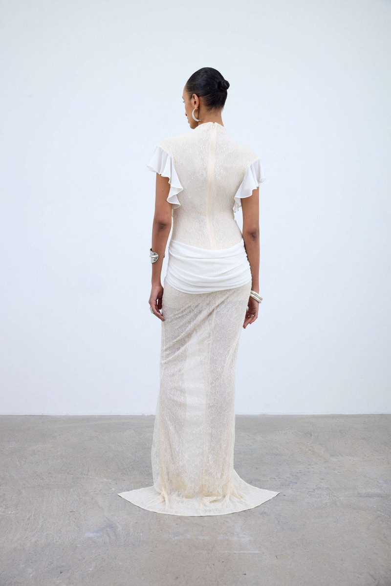 De La Vali NOOR MAXI DRESS IN IVORY LACE outlook