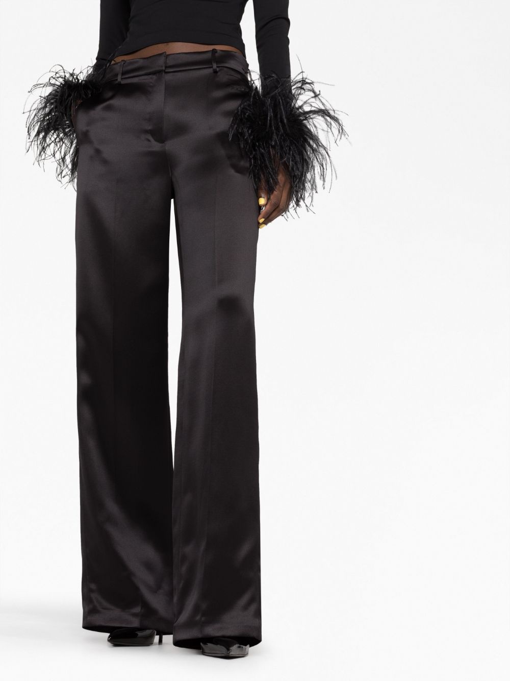 satin straight-leg trousers - 5