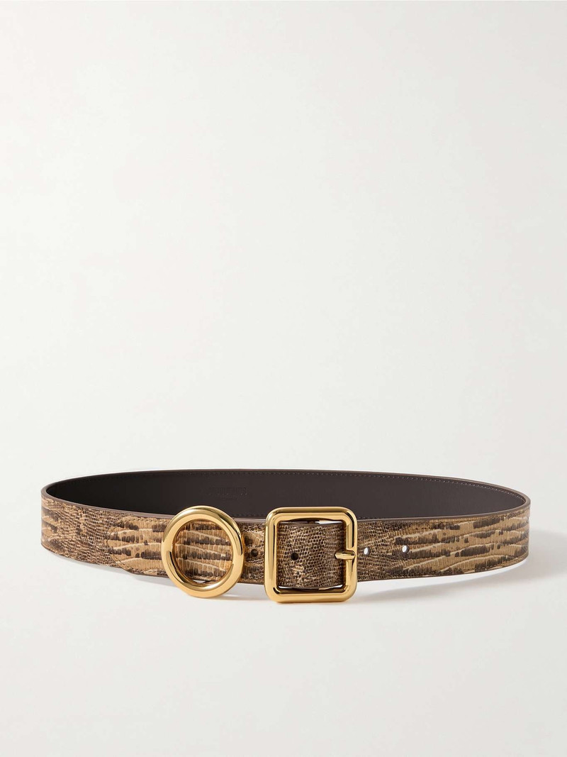 Regalo embellished lizard-effect leather belt Brown - 1