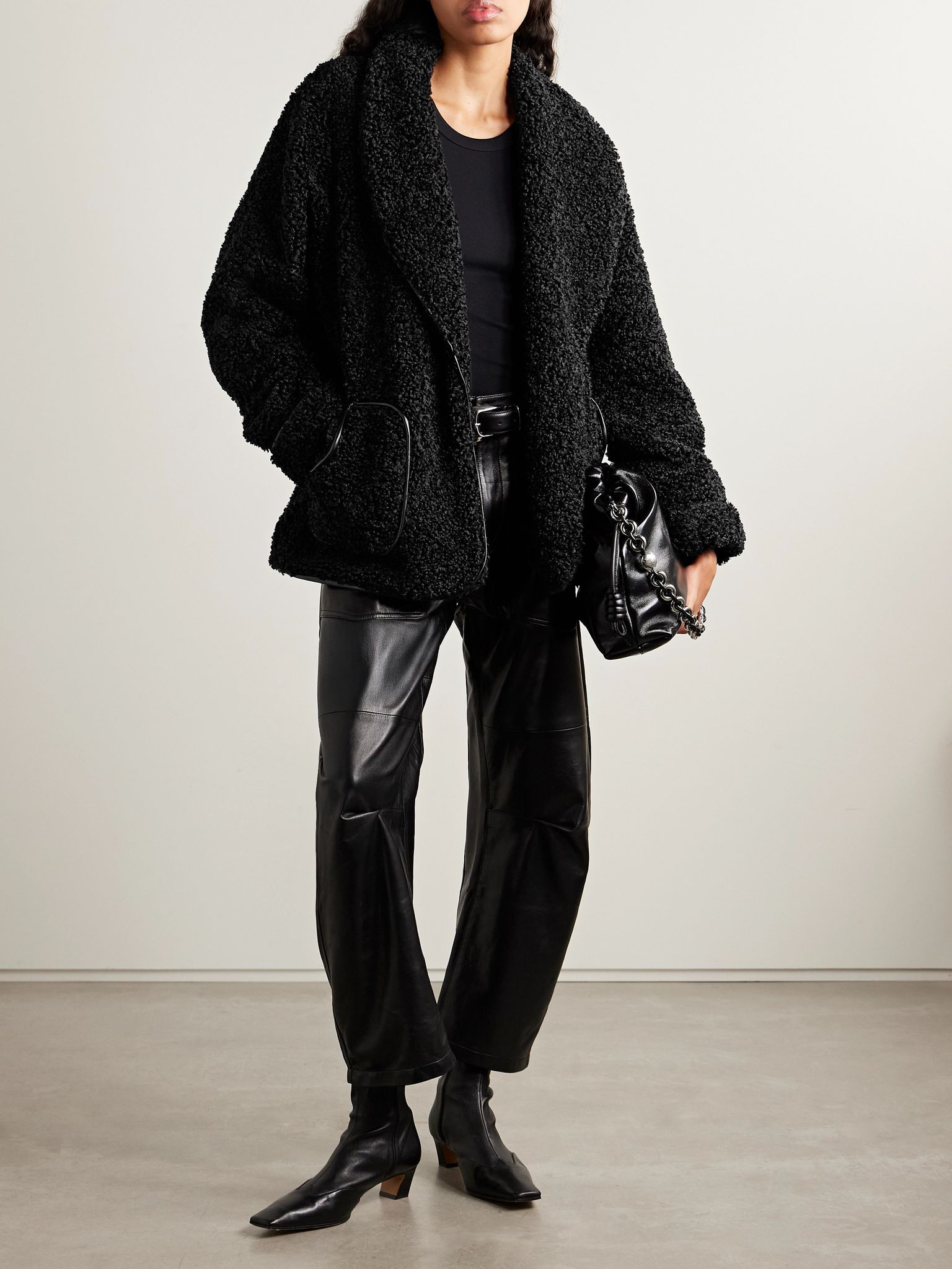 Kima belted fleece jacket Black - 2