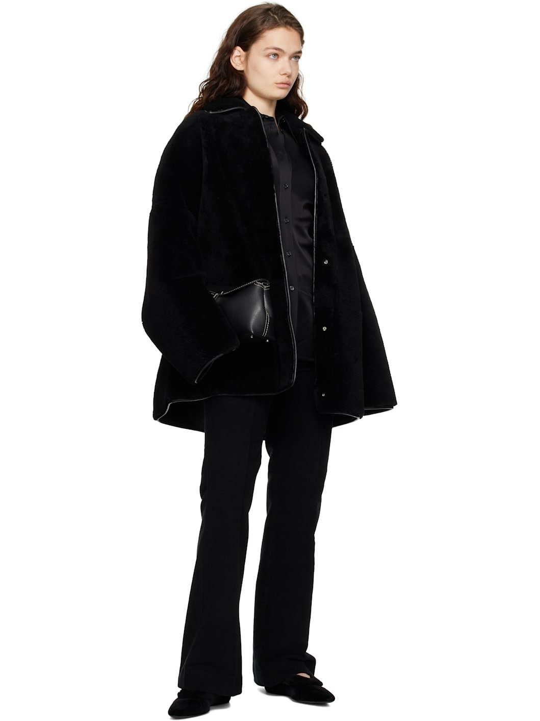 Black Flared Moleskin Trousers - 4