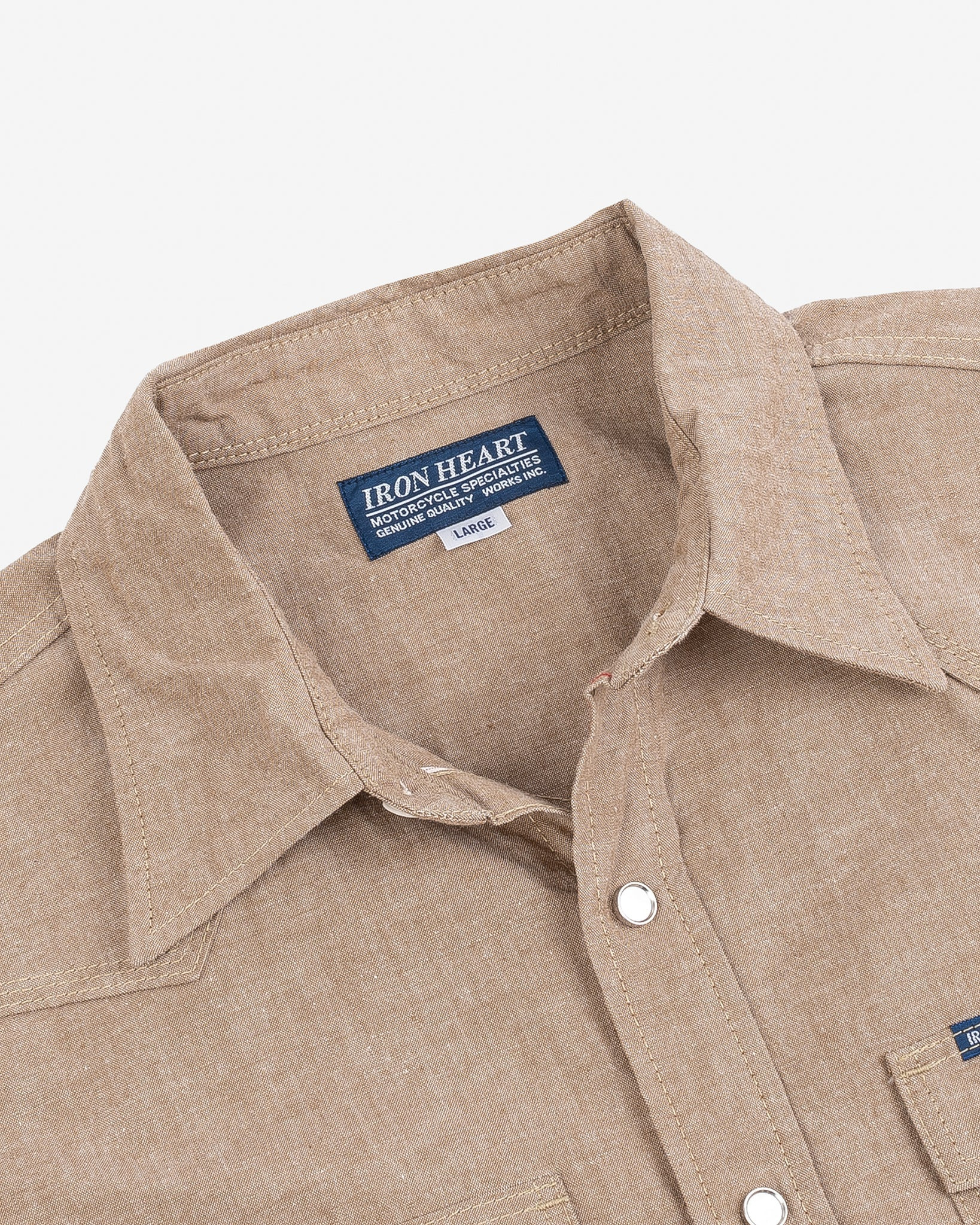 IHSH-315-KHA 10oz Selvedge Chambray Western Shirt - Khaki - 8