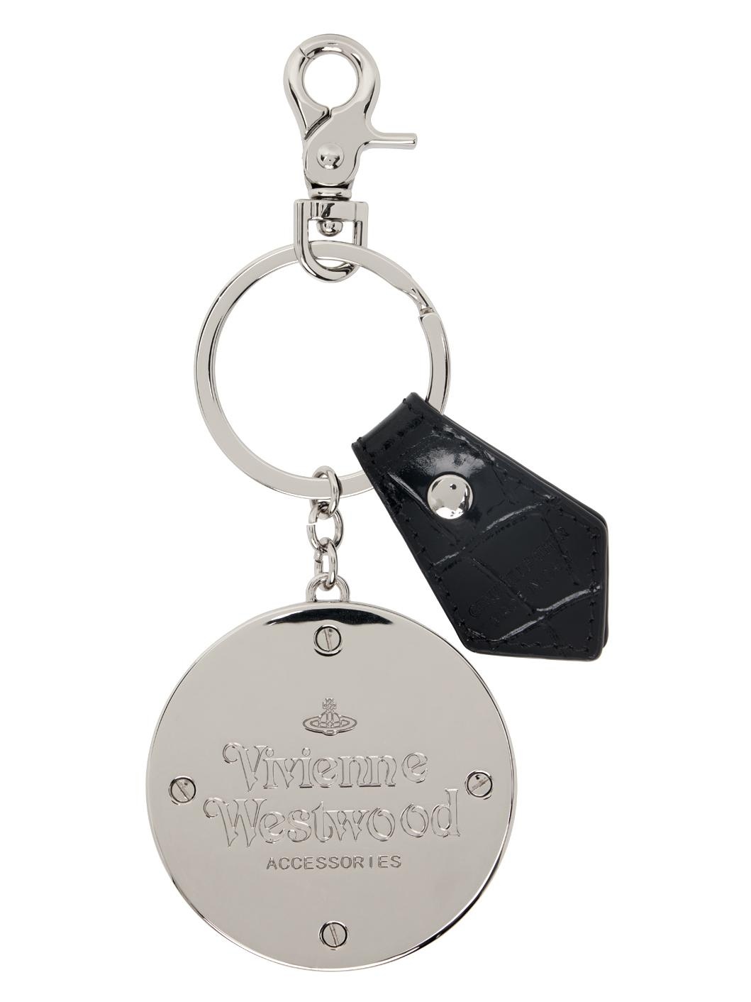 Silver & Black Thin Line Orb Keychain - 2