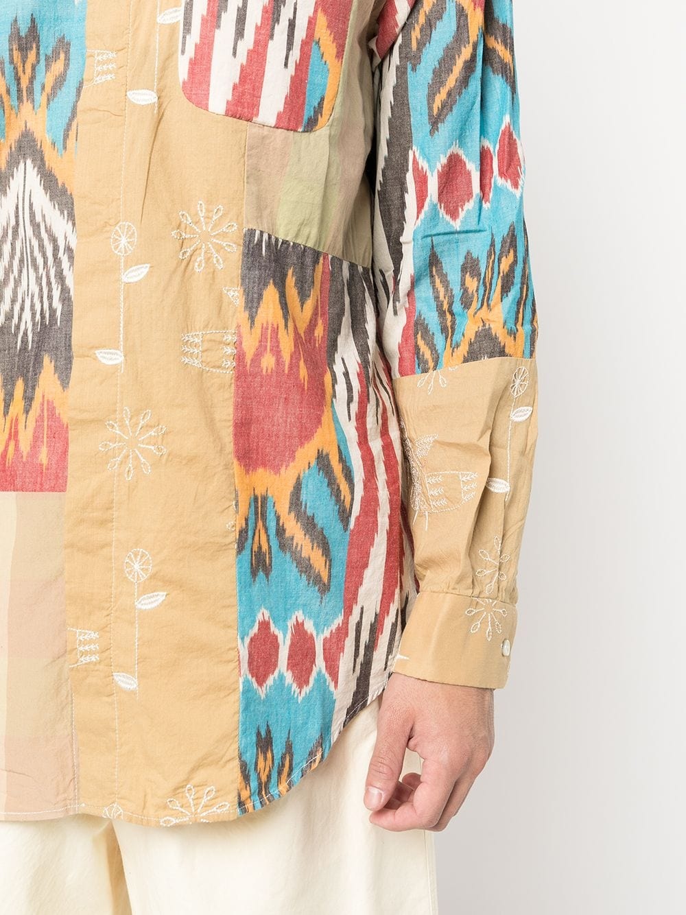 patchwork stripe longline shirt - 5