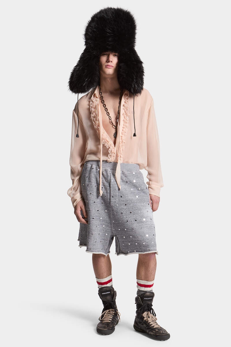 UNBRUSHED MELANGE FLEECE SHORT PANTS - 3