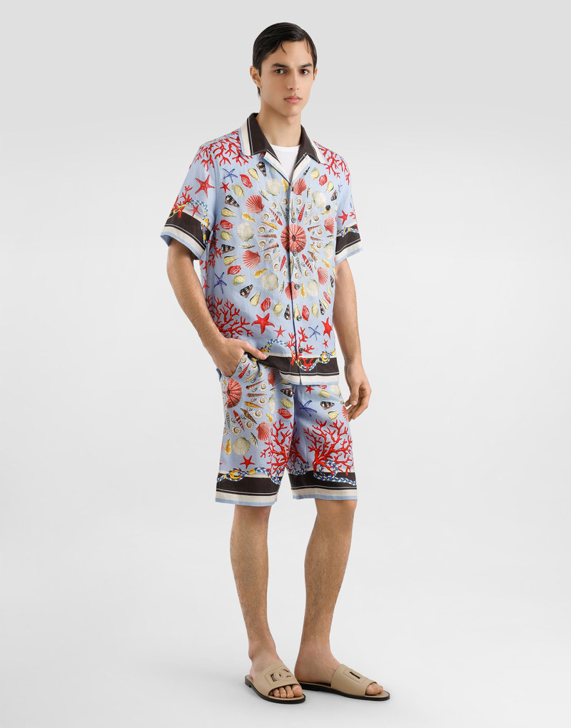 Dolce & Gabbana Shell-print hawaii linen canvas shirt outlook