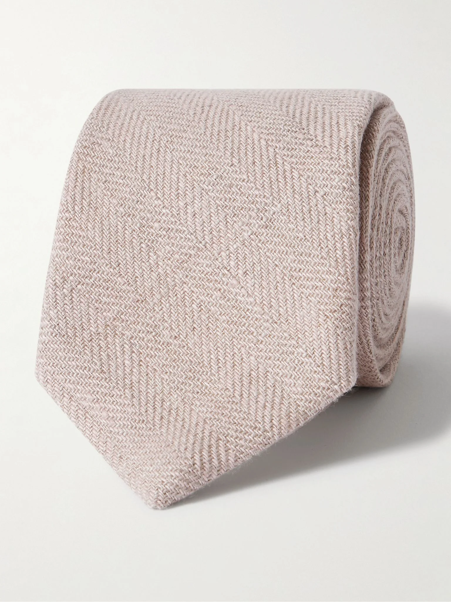 8cm The Southwell Herringbone Linen Tie Pink - 1