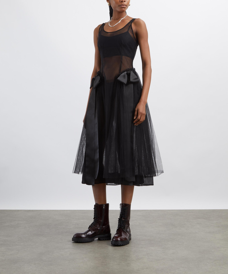 Simone Rocha Sheer Sculpted Bow Sash Dress outlook