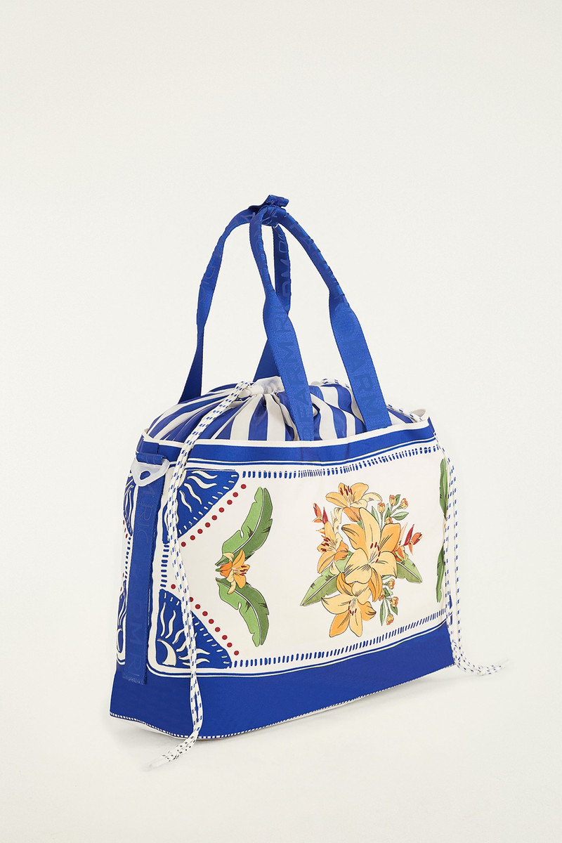 Blue Carioca Tropical Destiny Drawstring Tote Bag 3