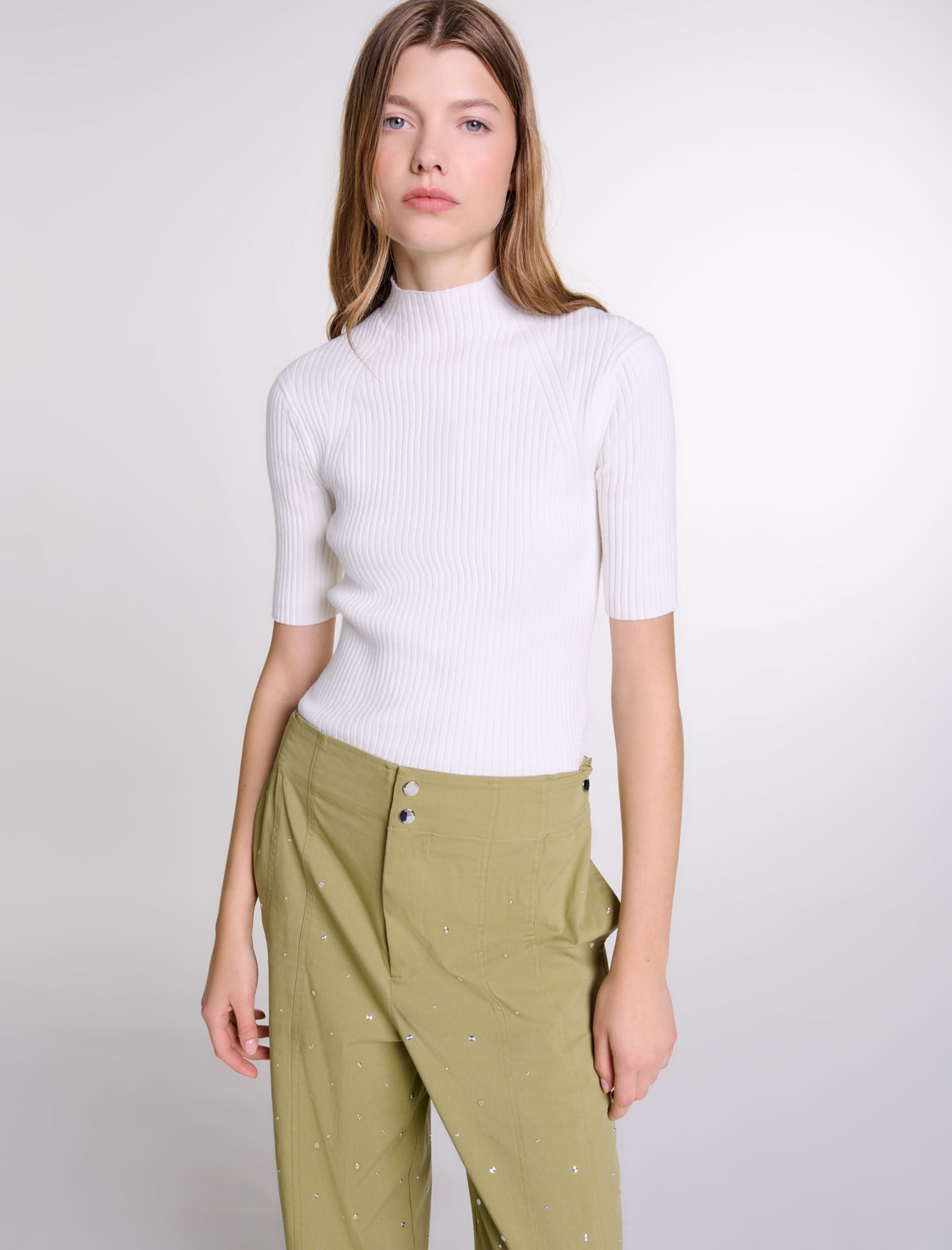 Cotton and silk ribbed top - 5