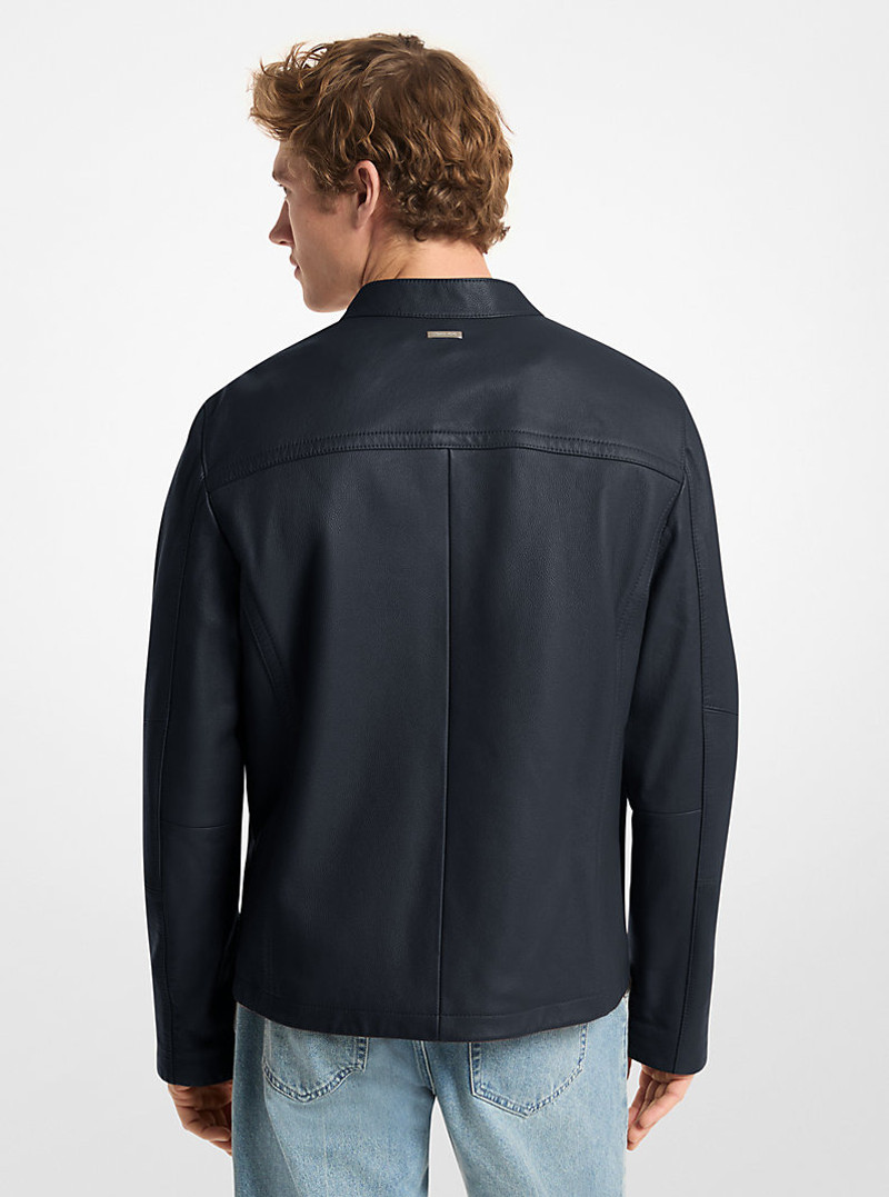 MICHAEL KORS Leather Double-Zip Racer Jacket outlook