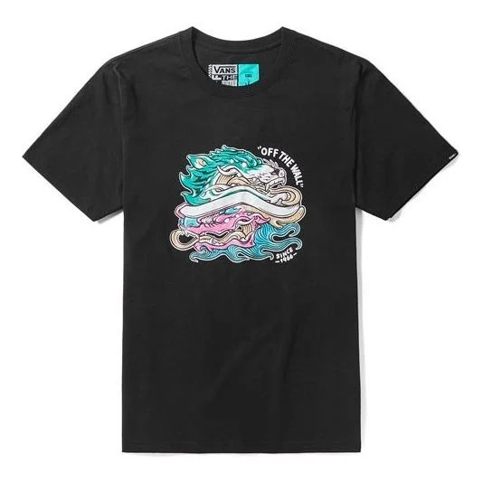 Men's Vans Printing Sports Round Neck Short Sleeve Black VN0A3ZNOBLK - 1