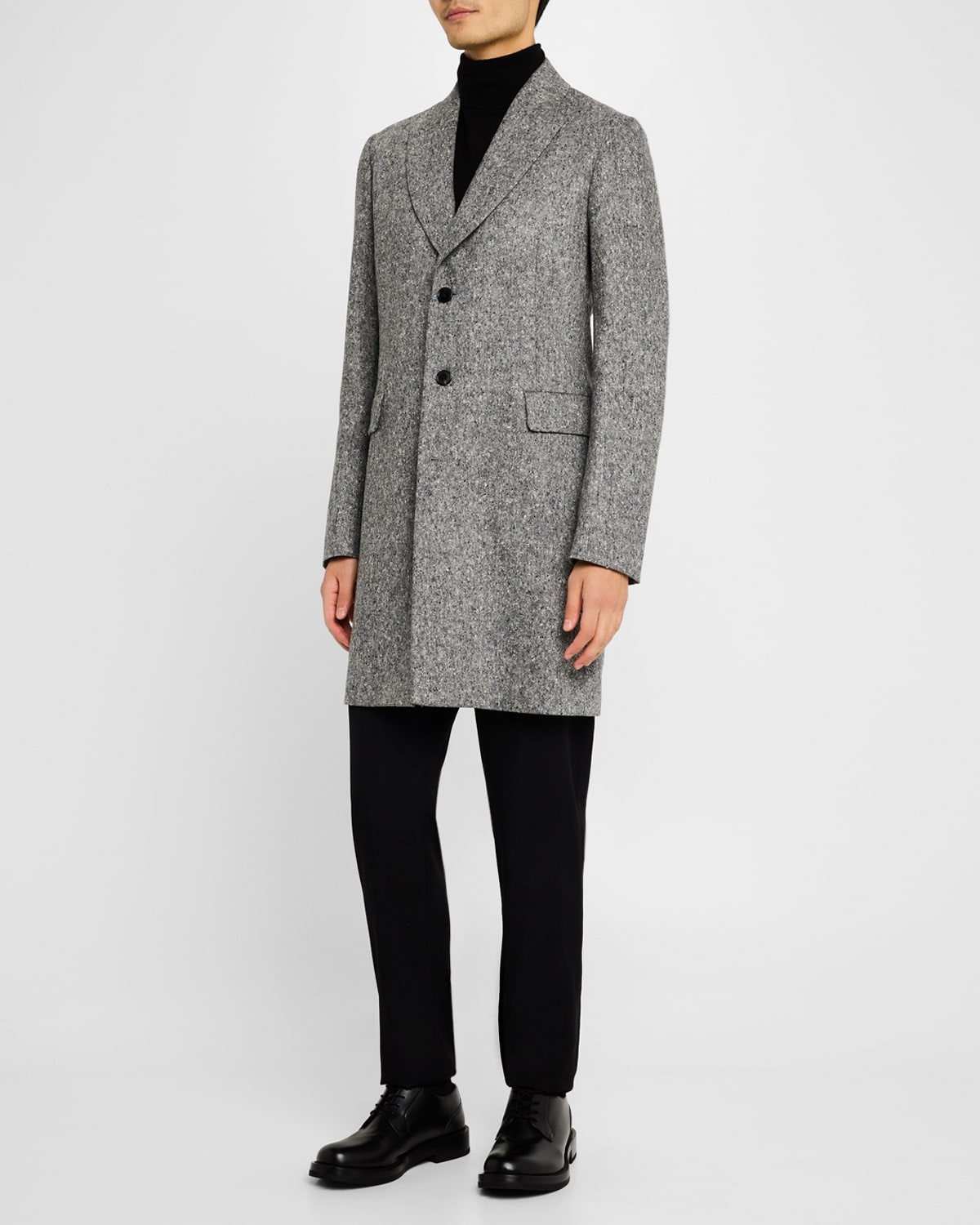 Men's Wool Single-Breasted Overcoat - 1