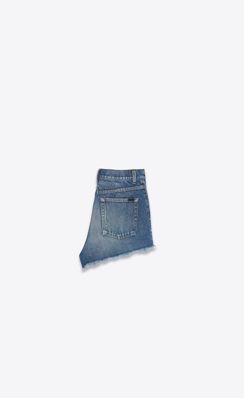 SAINT LAURENT raw-edge shorts in star light blue denim outlook