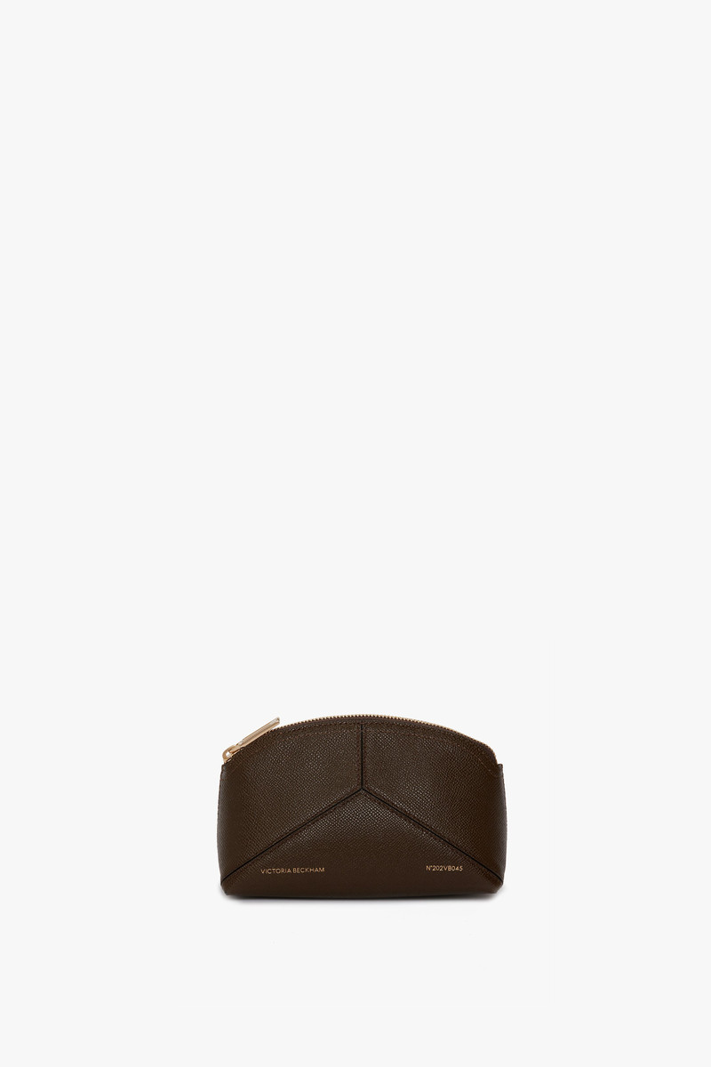 Exclusive Victoria Mini Wash Bag In Khaki Leather 1