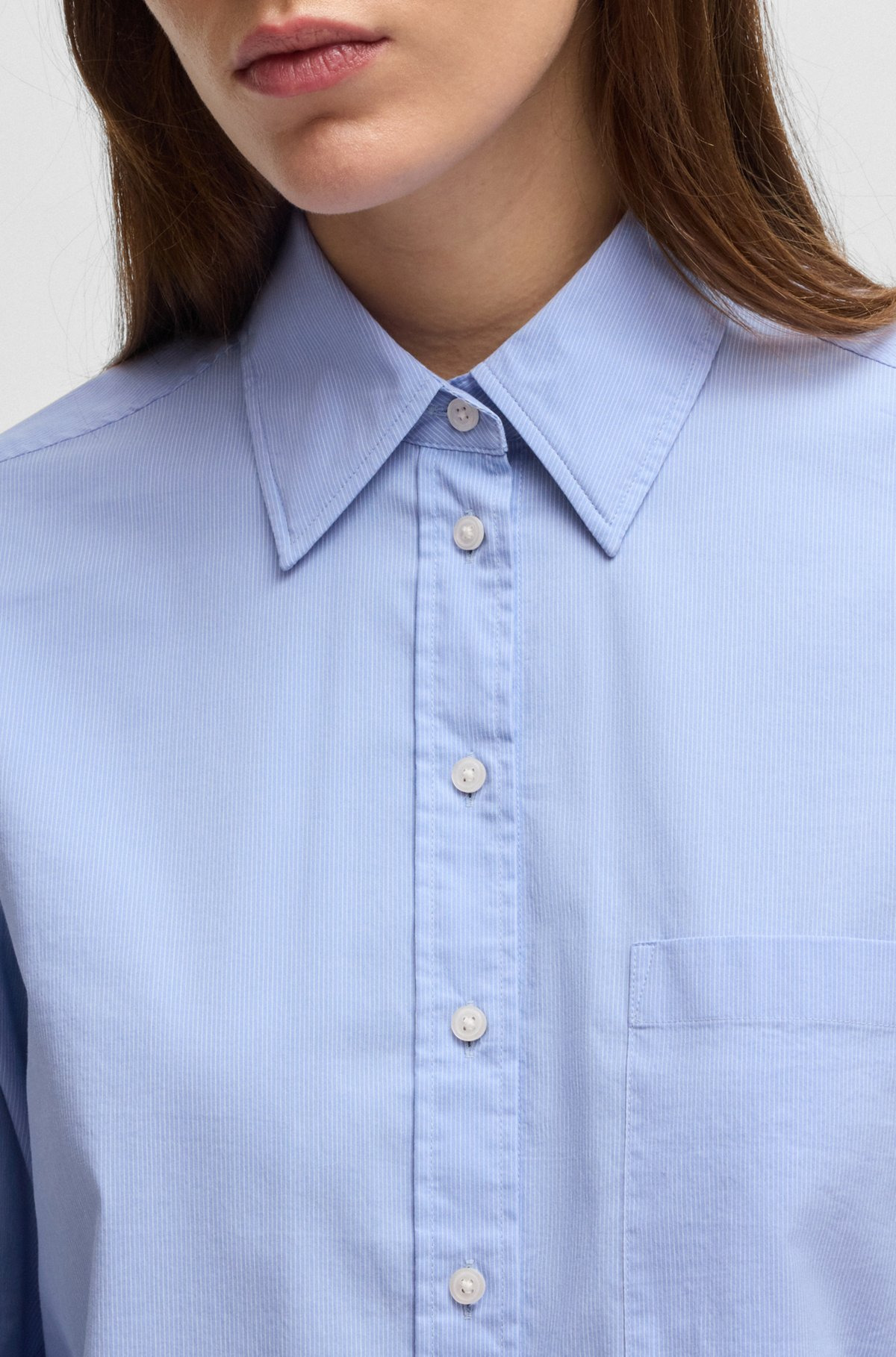 REGULAR-FIT BLOUSE IN STRIPED STRETCH COTTON - 4