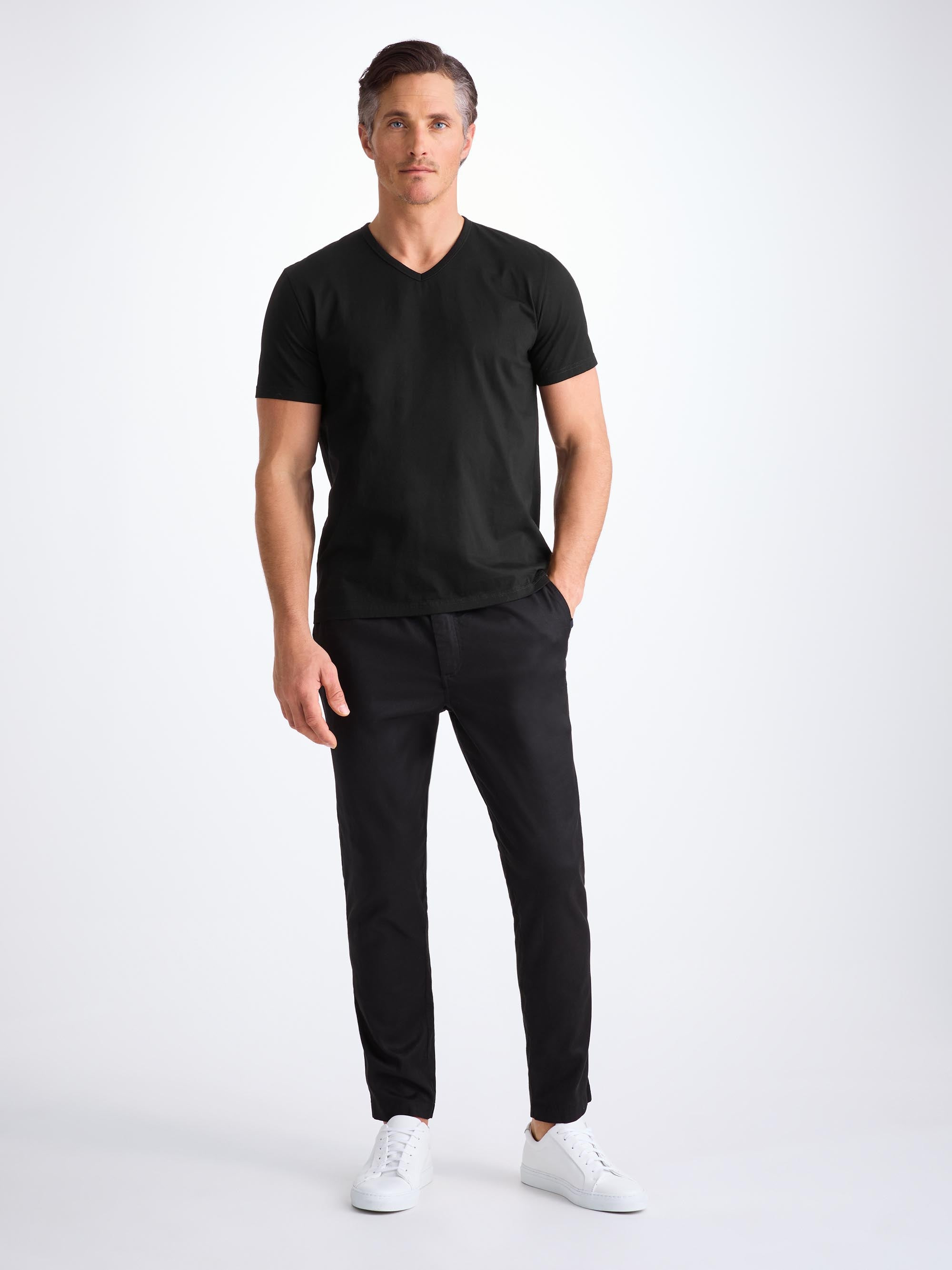 Men's V-Neck T-Shirt Barny Pima Cotton Black - 3