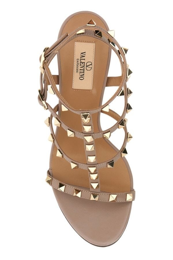 サンダル・ミュール VALENTINO Antiqued pink leather Rockstud sandals Valentino Antiqued Pink Leather Rockstud Sandals | italist