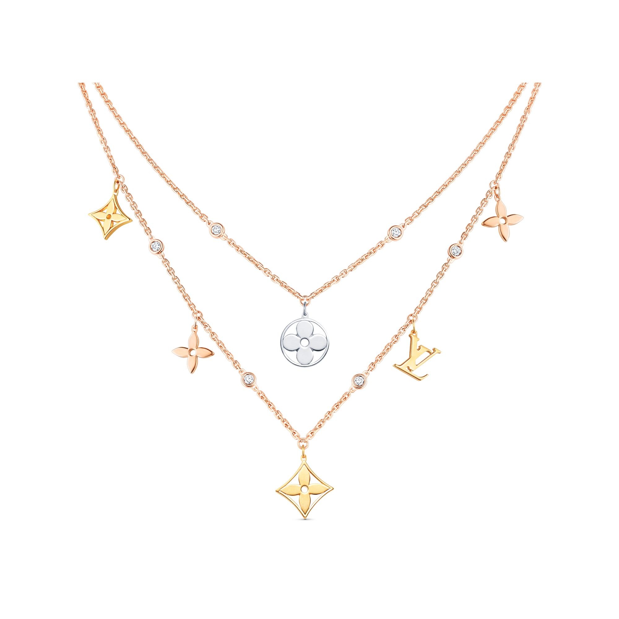 Idylle Blossom Charms Necklace, 3 Golds And Diamonds - 1