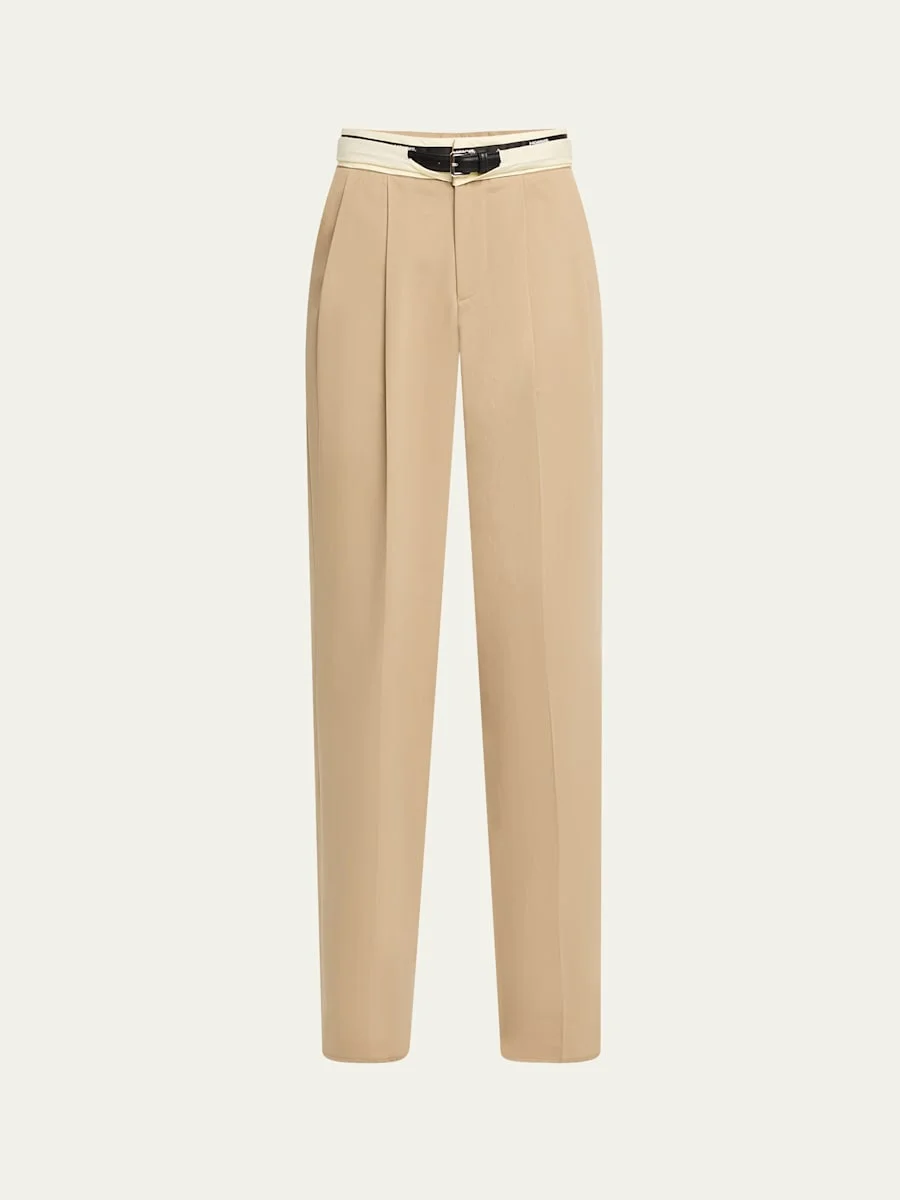 Pleated Pants with Belt - 1