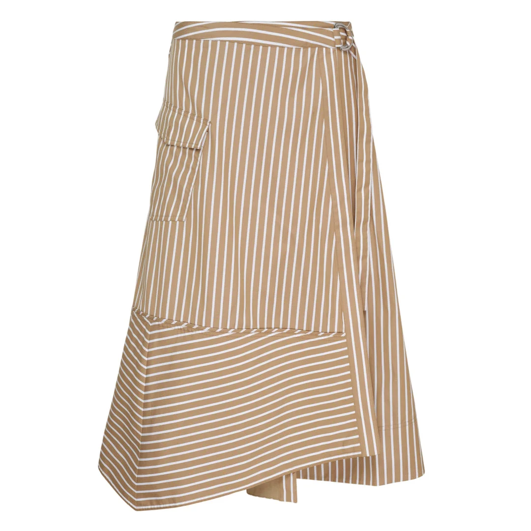 Asymmetric Stripe Wrap Skirt - 1
