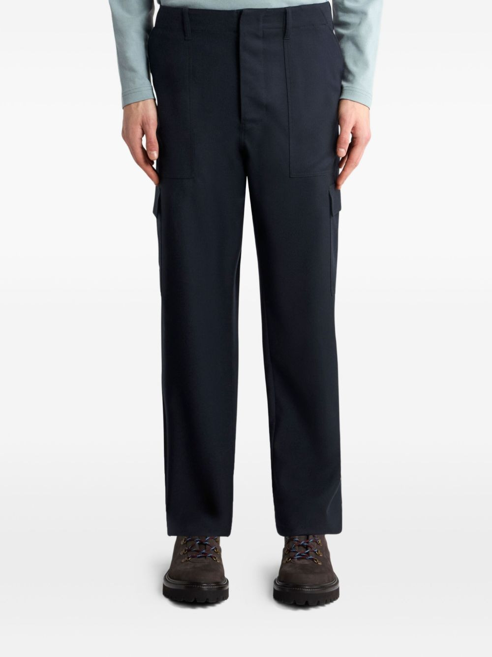 cargo-pocket wool regular trousers - 3