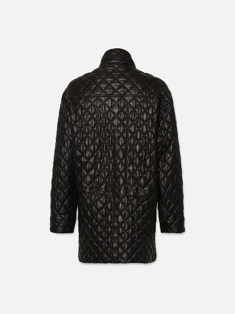 FRAME Leather Quilted Parka in Black outlook