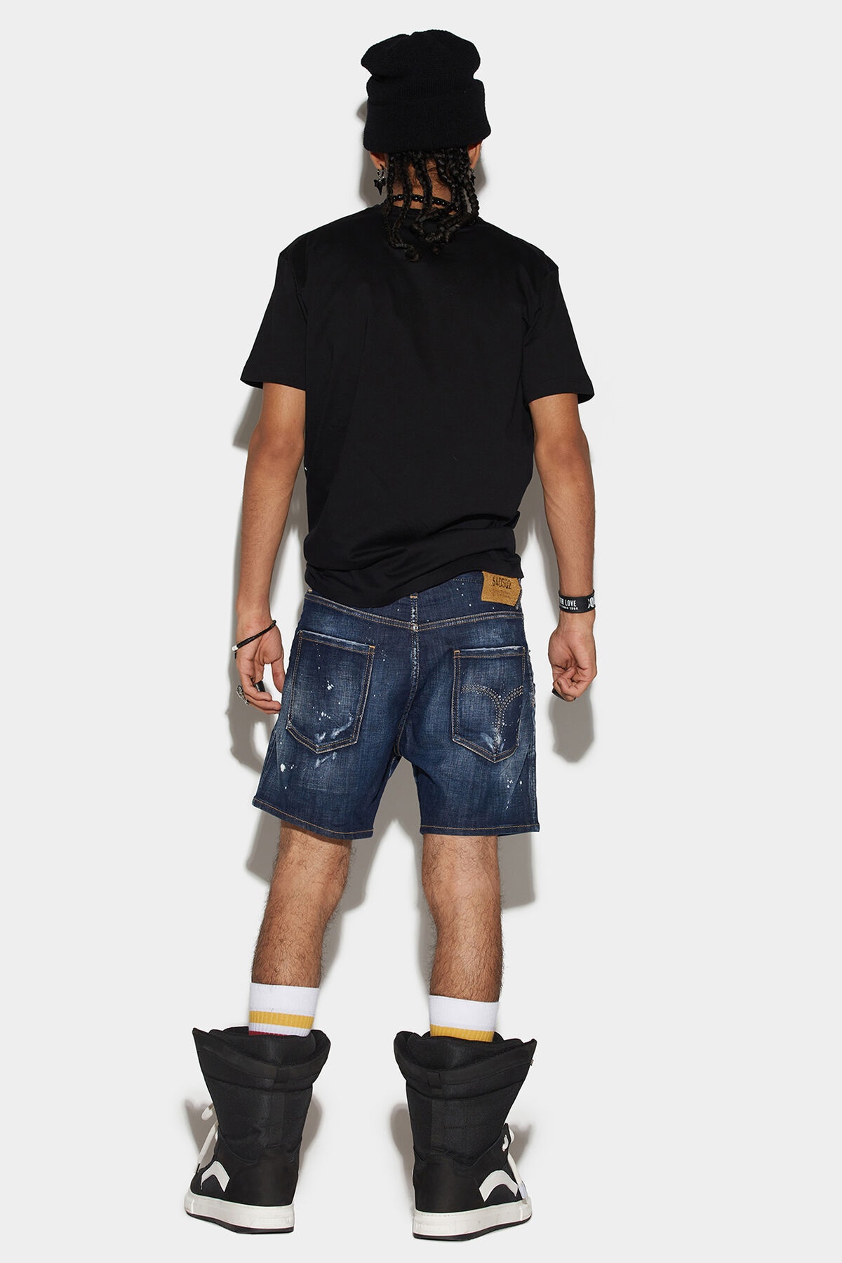 DARK RIPPED WASH COMMANDO DENIM SHORTS - 2